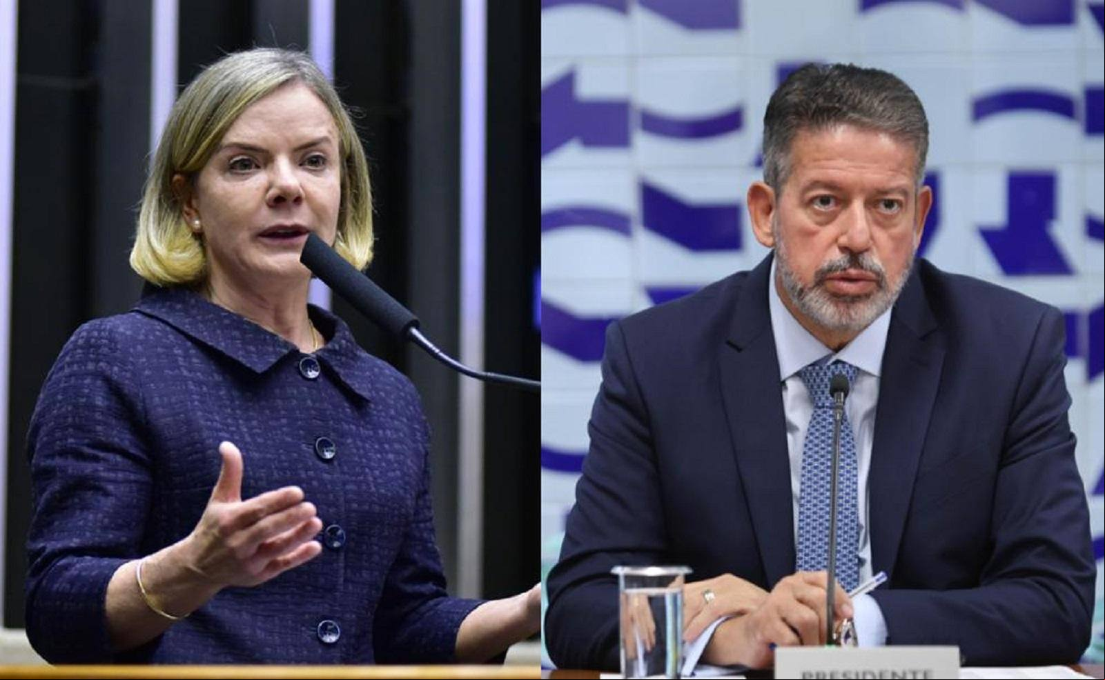 Gleisi Hoffmann e Arthur Lira